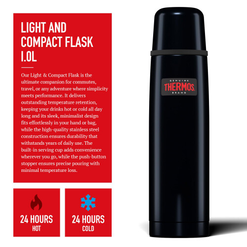 Thermos Thermos Light and Compact Flask, Midnight Blue, 1L 2