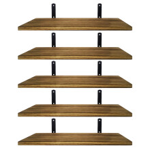 Mardili Shelves Wood Wall Mounted Shelf, Rustic Shelves Set of 5（Light brown）