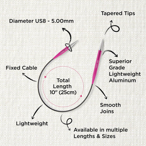 KnitPro Zing Fixed Circular Needles Asymmetrical 10" (25cm) | Size 5.00mm 2