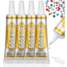 B7000 Glue Clear Adhesive - 15ml/0.5oz (4 Pack) - Jewelry Bead B-7000 Glue with Precise Tips for Rhinestones Fabric, Glass, Jewelry Making, DIY Art C