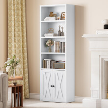 YITAHOME Bookcase, Floorstanding Bookshelves with Cupboard Industrial Shelves Storage Rack Wooden Cube Shelf Tall Storage Cabinet for Living Room, St
