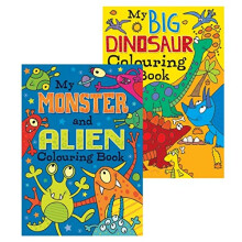 Squiggle - Boys A4 My Monster/Alien & Big Dinosaur Colouring Books - Set of 2