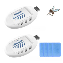 2PCS USB Mosquito Repellent Plug In,Indoor Insect Repellent Plug In,Portable USB Mosquito Ki/ller with 120 Repellent Tablets,Insects Repellent for Tr