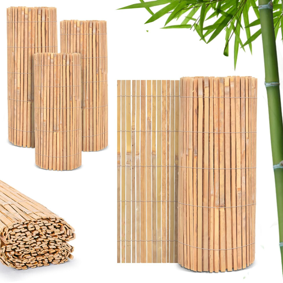 Funkybuys Bamboo Fence Screening | Natural Slat Fence Panels Garden Screening For Outdoor Wind & Sun Protection For Privacy Shield (H: 1M X L: 4M) 11196754