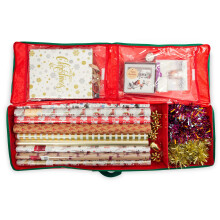iN Christmas Wrapping Paper Storage Bag with Zipper and Carry Handles- Water and Dust Resistant Holder for Rolls of Paper, Decorations, Internal Pock