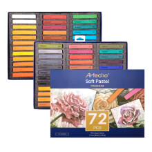 Artecho Soft Pastel Set of 72, Including 4 Fluorescent colors Premium Square Chalk for Drawing, Blending, Layering, Shading, Art Supplies for Kids, B