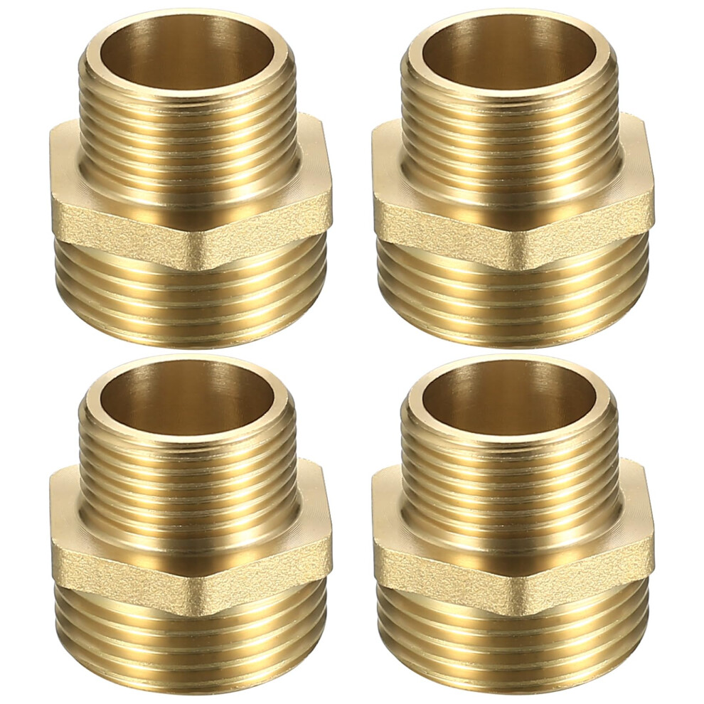 4 Pcs Brass Male To Male Straight Thread Pipe Nipple, G1 X G3/4 Bsp Pipe Reducing, Hex Nipple Fitting Straight Thread Connector, Pipes Hex Fittings 71866475