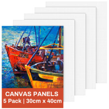 Canvas for Painting 30X40cm, 5 Packs Blank Canvas Board Cotton Acid-Free for Acrylic Paint, Oil Paint & Wet Water Art Media, Hobby Painters and Begin