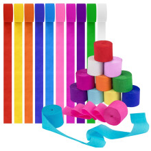 10 Rolls Crepe Paper Streamers Hanging Rainbow Streamers 10 Colors Party Crepe Paper Roll Streamer for Birthday, Wedding, and Holiday Party Decoratio