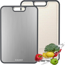 Titanium Cutting Board Double Sided Titanium Cutting Boards for Kitchen, Pure Titanium & Wheat Straw PP Metal Cutting Board, Non-Slip Durable and Eas