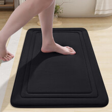 smiry Memory Foam Bath Mat - 40 x 60cm, Non-Slip, Super Absorbent, Comfortable - Machine-Washable Floor Rug, Black