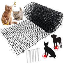 Anti Cat Spikes,200x30cm Cat Deterrents for Gardens Plastic Cat Scat Mat with Spikes Cat Repellent Mat 8 U-shaped Pegs Cat Deterrent Spikes for Garde