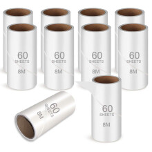 10 PCS Lint Roller Refill, 600 Sheets clothes roller sticky, Pet Hair Remover for Clothes, 80 Meters Pre-Cut Clothes Cleaner Roller, Extra Sticky Lin