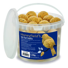 Fat Balls for Wild Birds (50) - High Energy Suet Feed, Nutritious, Great for Hanging Feeders, Attracts Birds to Garden All Year Round - Honeyfield's,