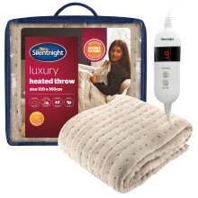 Silentnight Comfort Control Heated Throw Blanket - Luxury Fleece Electric Heated Overblanket for Sofa Bed with 9 Heat Settings, Fast Heat-up Safety S