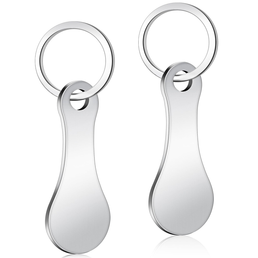 Caianwin 2Pcs Trolley Token,Stainless Steel Trolley Coin Removable Trolley Key For Releasing Supermarket Trolleys Shopping Trolley Token