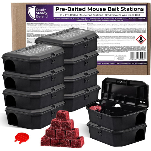 Pre-Baited Mouse Boxes - (10 Packs of 10g)