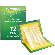 KK STRONEX Sticky Traps 12 Packs Large Extra Strong Sticky Trap for Multiple Insects - Sticky Pads Board Gum Pads for Indoor Outdoor, Home Kitchen, G