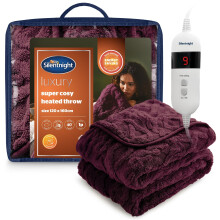 Silentnight Luxury Super Cosy Heated Throw - Snuggly Soft Knit Jacquard Fleece Electric Blanket for Sofa Bed with 9 Heat Settings - Fast Heat-up and