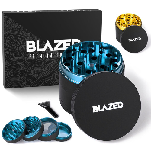 Blazed Large Aluminium Herb Grinder (Blue)