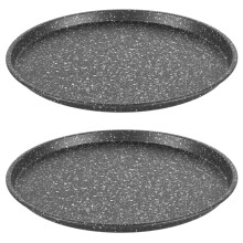 Salter Megastone Pizza Pans– Set of 2, 29 cm Non-Stick Trays, 12-Inch Round, Perforated Base for Extra Crispiness, Large Oven Baking Tin for Pizzas,