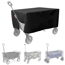 Folding Wagon Cover, Garden Wagon Cover, 600D Heavy-Duty Fabric Waterproof Dustproof UV Resistant, 38"D x 22"W x 20"H (Black)