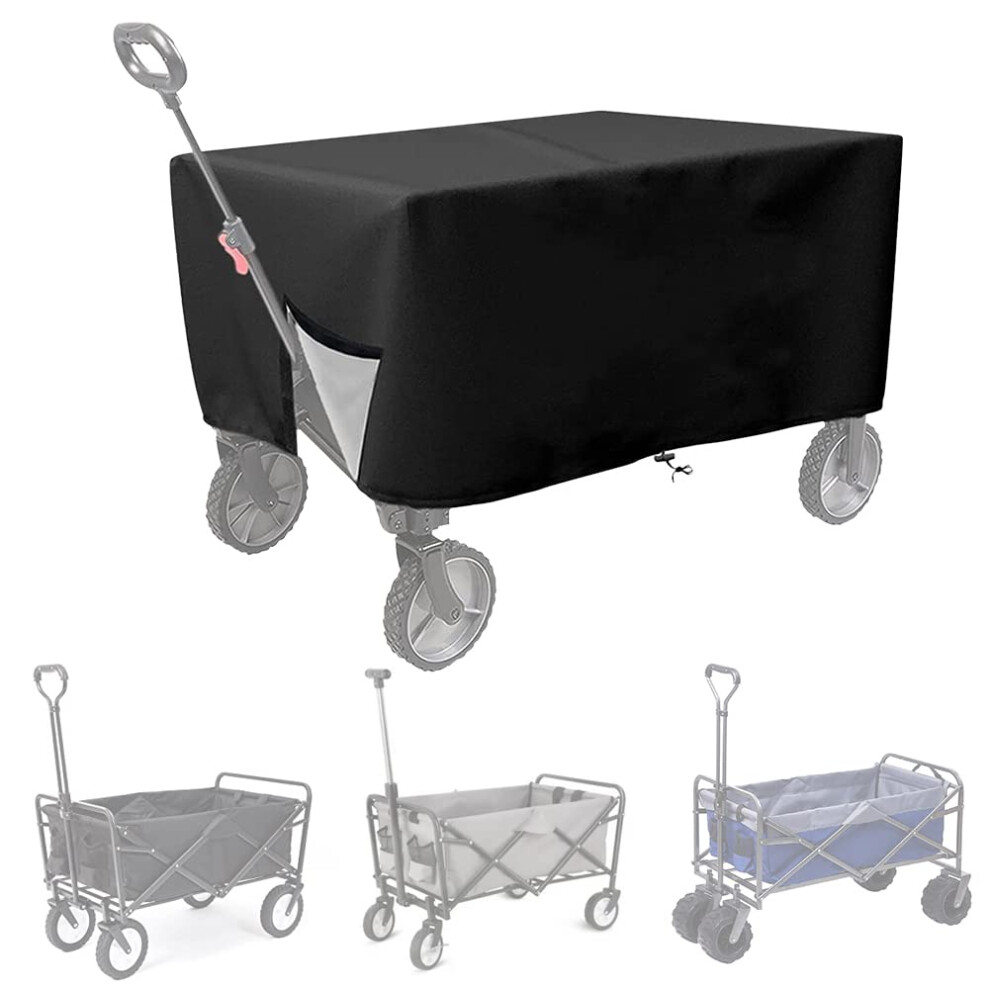 Folding Wagon Cover, Garden Wagon Cover, 600D Heavy-Duty Fabric Waterproof Dustproof Uv Resistant, 38"D X 22"W X 20"H (Black) 89639429