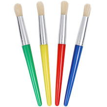 JCF Kids Paint Brushes,4 PCS Painting Brushes Set Flat Tip with Plastic Handle and Hog Bristles Painting Brushes,Multi Color Paint Brushes for Ki