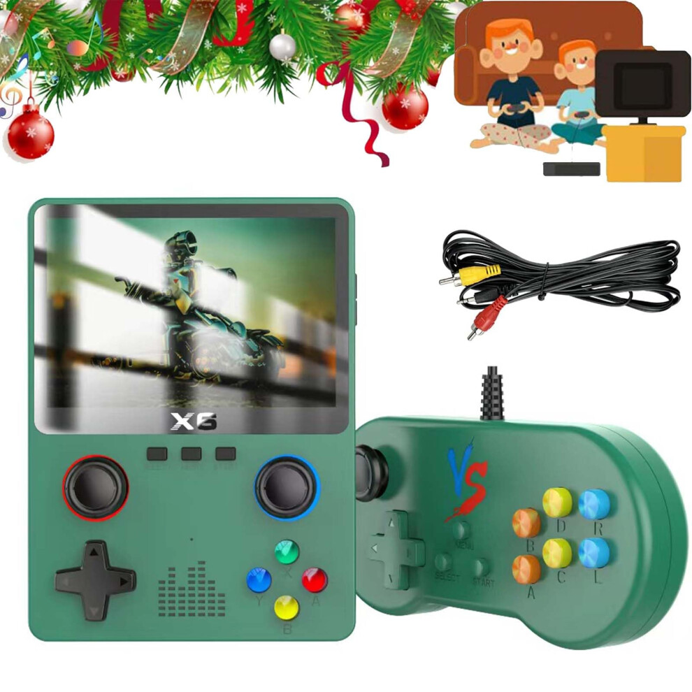 X6 Retro Handheld Game Console Duo Pack With 10000+ Builtin Games, Dual Joysticks And Hd Tv Output Green 9365369576230