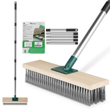 Scalnuvyyh Heavy Duty Wire Broom Outdoor Garden Broom with 57" Long Handle, Yard Patio Brush Stiff Metal Bristle Wire Brush for Removing Weed Moss, F