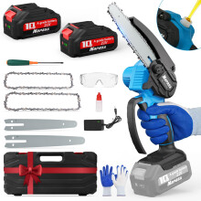 Brushless Mini Chainsaw Cordless 6 & 8 Inch, 8000mAh Battery & 2 Chains, 1100W Electric Chain saws with Safety Lock, Lightweight, Chain Saw for Wood