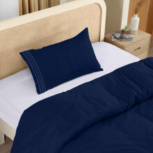 Utopia Bedding Duvet Cover - Single Duvet Cover Set with Embroidered Pillowcase - Soft Microfibre Polyester Bedding (Navy)