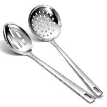 Berglander Slotted Spoons for Straining 2 pcs 33cm, Stainless Steel Kitchen Spider Strainer Skimmer Ladle for Straining Pasta/Cooking/Frying, Metal K