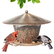 IWTTWY Bird Feeder Hanging, Squirrel Proof Bird Feeders for Outdoors and Garden, Heavy Duty Metal Wild Bird Seed Feeder with 9.8" Roof, 3 LBs Seeds C