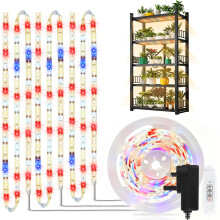 LED Grow Light Strips for Indoor Plants, 3 Head Each 10ft 120LED Red Blue White Full Spectrum Plant Grow Light Tape with 3 Timers Dimmable Auto On/Of
