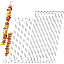 30 Pcs BBQ Metal Skewers Stainless Steel, Food-Grade 30cm and 20cm Reusable Kebab Skewers for Air Fryer Grilling, Oven, and BBQ