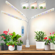 Kullinss White Grow Lights for Indoor Plants, Clip On Plant Light with 6/12/16H Timer, 3 Color Modes, 5 Brightness,171 LEDs Full Spectrum Grow Light