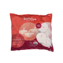 Bolsius Maxi Tea Light Candles - White - Pack of 14 - Long Burning Time of 10 Hours - Interior Decoration - Unscented - Smokeless - Includes Natural