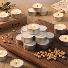 LETINE Soywax Tea Lights Candles Bulk 50 Pack, 6 Hour White Tea Lights Long Burning, Unscented Tealights for Wedding, Valentine's Day, Mother's Day P