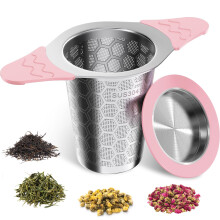 Tea Strainer for Loose Tea, 304 Stainless Steel Tea Infuser with Lid & Double Silicone Handles, Tea Filter Fine Mesh, Teapots, Cups, Tea Diffusers fo