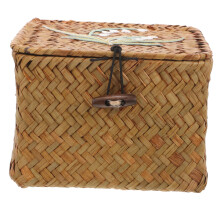 Handwoven Wicker Storage Basket with Lid for Sewing Tools and Home Decor Organizer Box