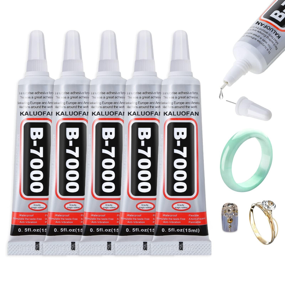 B7000 Multi-Purpose Glue By Kaluofan - 5Pcs 15Ml Clear Adhesive For Rhinestone Crafts, Jewelry, Fabric, Leather, Wood, Glass, Metal (5 * 15Ml) 48651998