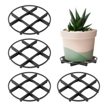 4 Pcs Plant Pot Feet – Round Pot Risers for Plant Pot Feet Outdoor, Invisible Flower Pot Holder, Indoor Outdoor Use, 11.5cm/4.53in, Black