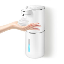 Dalugo Automatic Foam Soap Dispenser, 380ml Rechargeable Touchless Wall Mounted Soap Dispenser with 4 Adjustable Levels, IPX5 Waterproof for Kitchen