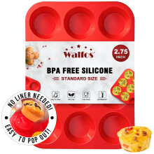 Walfos Silicone Muffin Pan - 12 Cups Regular Silicone Cupcake Pan, Non-Stick Silicone Great for Making Muffin Cakes, Tart, Bread - BPA Free and Dishw
