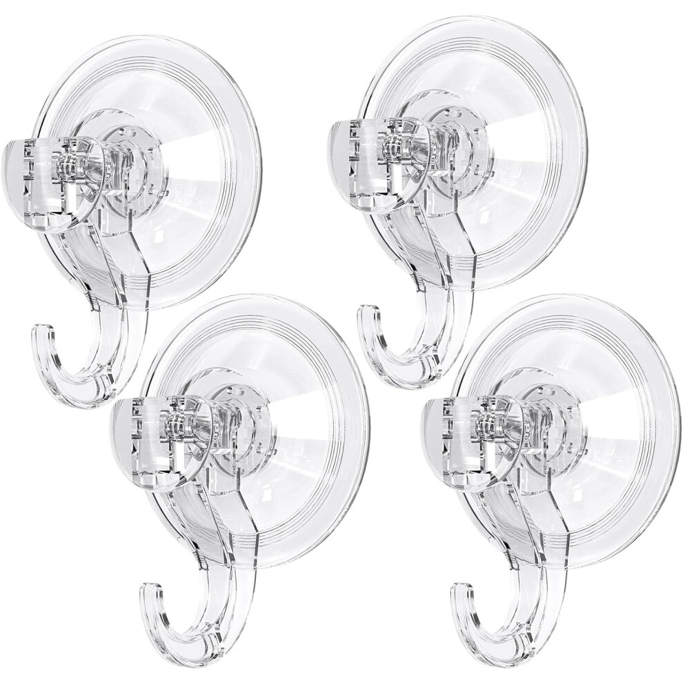Globalink Suction Hooks, 4 Pack Clear Reusable Heavy Duty 3Kg Vacuum Suction Cup Hooks, Plastic Smooth Wall Hangers Vacuum Seamless Sucker Hook For B