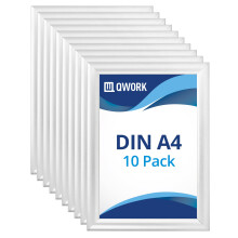 QWORK 10 Pack A4 Clip Frame Snap Frame Wall Mounted Front Opening Picture Frame Poster Holder 25 mm Profile Anodised Aluminium - Silver