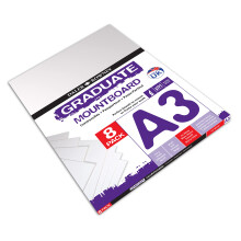 Daler-Rowney Graduate Cream Core Mountboard, Smooth Surface, Pack, 1.25mm Thick, A3-11.7 x 16.5in - 29.7 x 42 cm, Ice White, 8pcs (Pack of 2)
