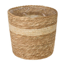 green leaves Natural Seagrass Indoor Planter Storage Basket Flower Pot with waterproof liner (Medium)