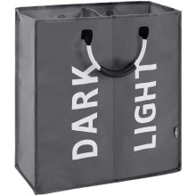 DOKEHOM 80L Large Collapsible Washing Laundry Basket Bag with 2 Sections for Bedroom, Fabric (Dark Grey)
